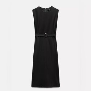 Zara Black Belted Midi Dress
